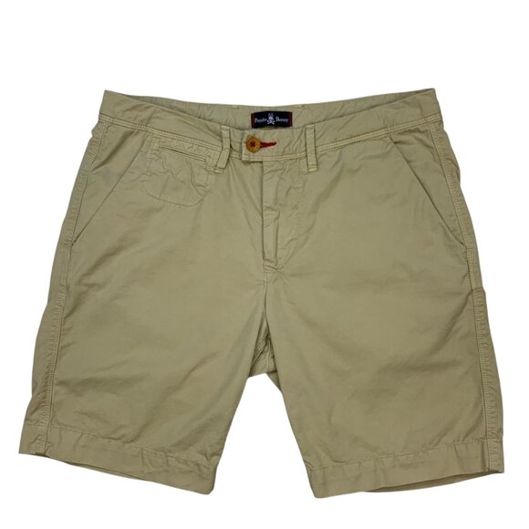 Psycho Bunny Mens Flat Front Shorts 32 Light Khaki Classic Fit Zip Fly Resort - Picture 1 of 12
